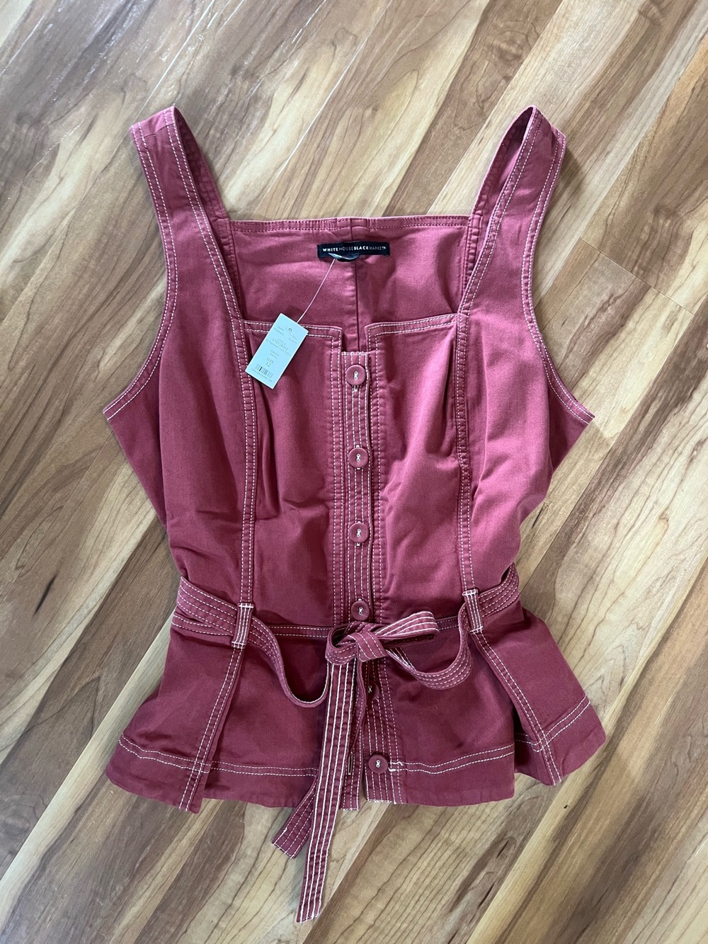 WHBM Sienna Button Front Tie-Waist twill Bodice. Size 12